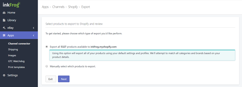 inkFrog eBay to Shopify